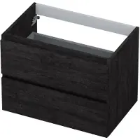 Ink Onderkast 70x45cm - Greeploos - 2 Lades - Houtskool Eiken - Badkamermeubels, Wastafelonderkasten - 8718835043308