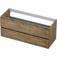 Ink Onderkast 120x45cm - Greeploos - 2 Lades - Naturel Eiken - Badkamermeubels, Wastafelonderkasten - 8718835043445