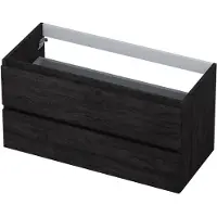 Ink Onderkast 100x45cm - Greeploos - 2 Lades - Houtskool Eiken - Badkamermeubels, Wastafelonderkasten - 8718835043421