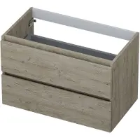 Ink Onderkast 80x45cm - Greeploos - 2 Lades - Greige Eiken - Badkamermeubels, Wastafelonderkasten - 8718835043353
