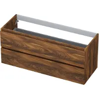 Ink Onderkast 120x45cm - Greeploos - 2 Lades - Noten - Badkamermeubels, Wastafelonderkasten - 8718835043452