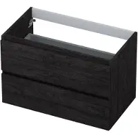 Ink Onderkast 80x45cm - Greeploos - 2 Lades - Houtskool Eiken - Badkamermeubels, Wastafelonderkasten - 8718835043346