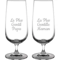 Fusion Bierglas op voet gegraveerd - 41cl - Le Plus Gentil Papa & La Plus Gentille Maman