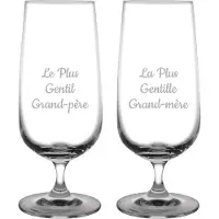 Fusion Bierglas op voet gegraveerd - 41cl - Le Plus Gentil Grand-père & La Plus Gentille Grand-mère