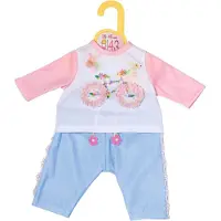 Dolly Moda - Outfit met fiets - Poppenkleding - Roze - Blauw