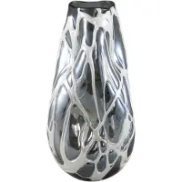 Ptmd Conck Grey Solid Glass Vase White Organic S (Grijs, 16x36x16cm)