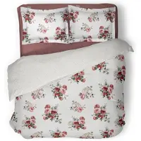 Linnick Dekbedovertrek katoen Raspberry - white 240x200/220cm