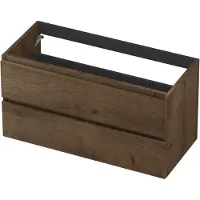 Ink Onderkast 100x45cm - Greeploos - 2 Lades - Fineer Chocolate - Badkamermeubels, Wastafelonderkasten - 8718835088644
