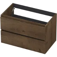 Ink Onderkast 80x45cm - Greeploos - 2 Lades - Fineer Chocolate - Badkamermeubels, Wastafelonderkasten - 8718835088545
