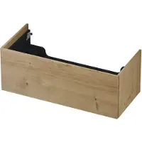 Ink Onderkast 100x45cm - Push To Open - 1 Lade - Fineer Ash Grey - Badkamermeubels, Wastafelonderkasten - 8718835104580