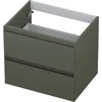 Ink Onderkast 60x45cm - Greeploos - 2 Lades - Mat Beton Groen - Badkamermeubels, Wastafelonderkasten - 8718835076115