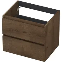 Ink Onderkast 60x45cm - Greeploos - 2 Lades - Fineer Chocolate - Badkamermeubels, Wastafelonderkasten - 8718835088446