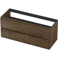 Ink Onderkast 120x45cm - Greeploos - 2 Lades - Fineer Chocolate - Badkamermeubels, Wastafelonderkasten - 8718835088699