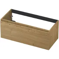 Ink Onderkast 100x45cm - Greeploos - 1 Lade - Fineer Natur - Badkamermeubels, Wastafelonderkasten - 8718835088019
