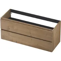 Ink Onderkast 120x45cm - Greeploos - 2 Lades - Fineer Ash Grey - Badkamermeubels, Wastafelonderkasten - 8718835088682