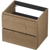 Ink Onderkast 60x45cm - Greeploos - 2 Lades - Fineer Ash Grey - Badkamermeubels, Wastafelonderkasten - 8718835088439