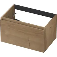 Ink Onderkast 70x45cm - Greeploos - 1 Lade - Fineer Ash Grey - Badkamermeubels, Wastafelonderkasten - 8718835087883