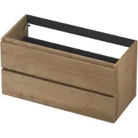 Ink Onderkast 100x45cm - Greeploos - 2 Lades - Fineer Ash Grey - Badkamermeubels, Wastafelonderkasten - 8718835088637