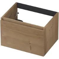 Ink Onderkast 60x45cm - Greeploos - 1 Lade - Fineer Ash Grey - Badkamermeubels, Wastafelonderkasten - 8718835087838