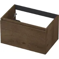 Ink Onderkast 70x45cm - Greeploos - 1 Lade - Fineer Chocolate - Badkamermeubels, Wastafelonderkasten - 8718835087890