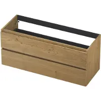 Ink Onderkast 120x45cm - Greeploos - 2 Lades - Fineer Natur - Badkamermeubels, Wastafelonderkasten - 8718835088668