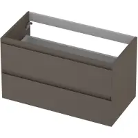 Ink Onderkast 90x45cm - Greeploos - 2 Lades - Mat Taupe - Badkamermeubels, Wastafelonderkasten - 8718835020378