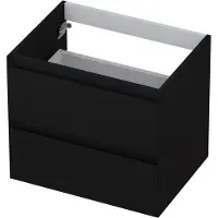 Ink Onderkast 60x45cm - Greeploos - 2 Lades - Mat Zwart - Badkamermeubels, Wastafelonderkasten - 8718835043155