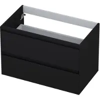 Ink Onderkast 80x45cm - Greeploos - 2 Lades - Mat Zwart - Badkamermeubels, Wastafelonderkasten - 8718835043209