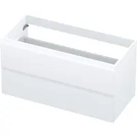 Ink Onderkast 100x45cm - Greeploos - 2 Lades - Mat Wit - Badkamermeubels, Wastafelonderkasten - 8718835020088