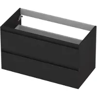 Ink Onderkast 90x45cm - Greeploos - 2 Lades - Mat Zwart - Badkamermeubels, Wastafelonderkasten - 8718835043193