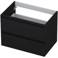 Ink Onderkast 70x45cm - Greeploos - 2 Lades - Mat Zwart - Badkamermeubels, Wastafelonderkasten - 8718835043162