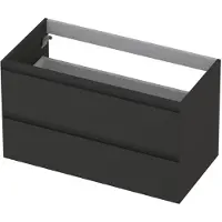 Ink Onderkast 90x45cm - Greeploos - 2 Lades - Mat Antraciet - Badkamermeubels, Wastafelonderkasten - 8718835020330