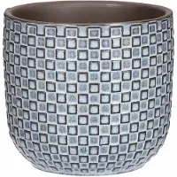 Mica Decorations - Plantenpot/bloempot - Keramiek blauw - 12 x11 cm - Plantenpotten