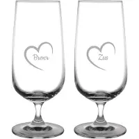 Fusion Gegraveerde bierglas op voet 41cl Broer met hartje & Zus met hartje