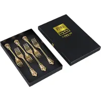 Ptmd Thrust Gold Stainless Steel Pastry Fork In Giftbox (Goud, 18.5x28.2x3.5x18.5cm)