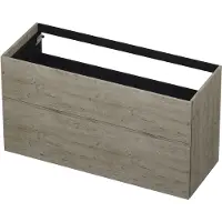 Ink Onderkast 120x45cm - Push To Open - 2 Lades - Greige Eiken - Badkamermeubels, Wastafelonderkasten - 8718835050016