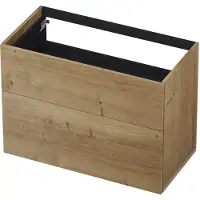 Ink Onderkast 90x45cm - Push To Open - 2 Lades - Fineer Ash Grey - Badkamermeubels, Wastafelonderkasten - 8718835104740
