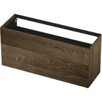 Ink Onderkast 140x45cm - Push To Open - 2 Lades - Massief Eiken Charcoal - Badkamermeubels, Wastafelonderkasten - 8718835094256