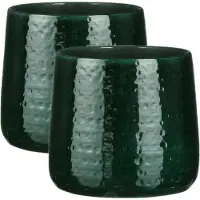 Mica Decorations - 2x stuks - Plantenpot/bloempot - Keramiek green - D24/H21 cm