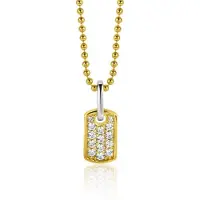 Zinzi gold plated zilveren vierkant plaatje als hanger 15mm vol bezet met witte zirconia's ZIH2299 (zonder collier)
