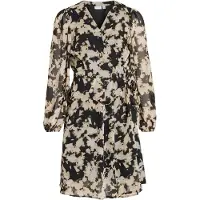 Vila VIRINA KIT L/S SHORT WRAP KNEE DRESS/SU - Wikkeljurk - V-Hals - Maat 38