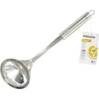 Fackelmann 32 cm ovale greep, praktische soeplepel van roestvrij staal, met ergonomische greep