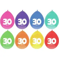 Haza Party Ballonnen 30 jaar - leeftijd verjaardag - 48x stuks - 29 cm - versiering/feestartikelen