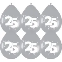 Haza 25 jaar getrouwd Jubileum thema ballonnen - 60x stuks - zilver - versiering - feestartikelen - bruiloft