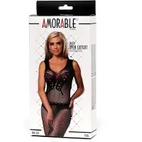 Rimba - Visnet Catsuit Met Butterfly Patroon - Zwart
