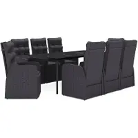 vidaXL 9-delige tuinset met kussens, zwart