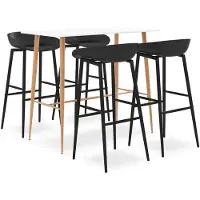 vidaXL 5-delige Barset wit en zwart