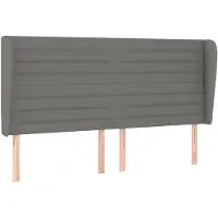 vidaXL Hoofdbord met randen 203x23x118/128 cm stof donkergrijs