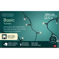 Lumineo Kerstverlichting warm wit buiten 180 lampjes 1350 cm inclusief timer - Kerstverlichting kerstboom