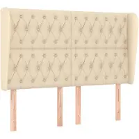 vidaXL Hoofdbord met randen 163x23x118/128 cm stof crèmekleurig
